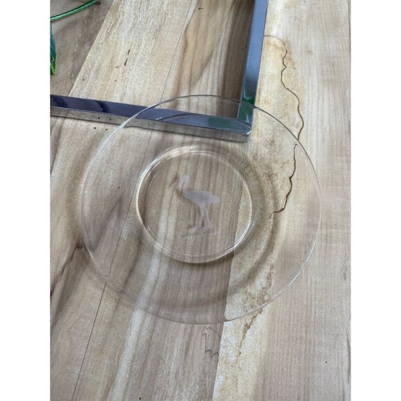 Vintage Etched Glass Plate – Whooping Crane Design - Picture 1 of 7